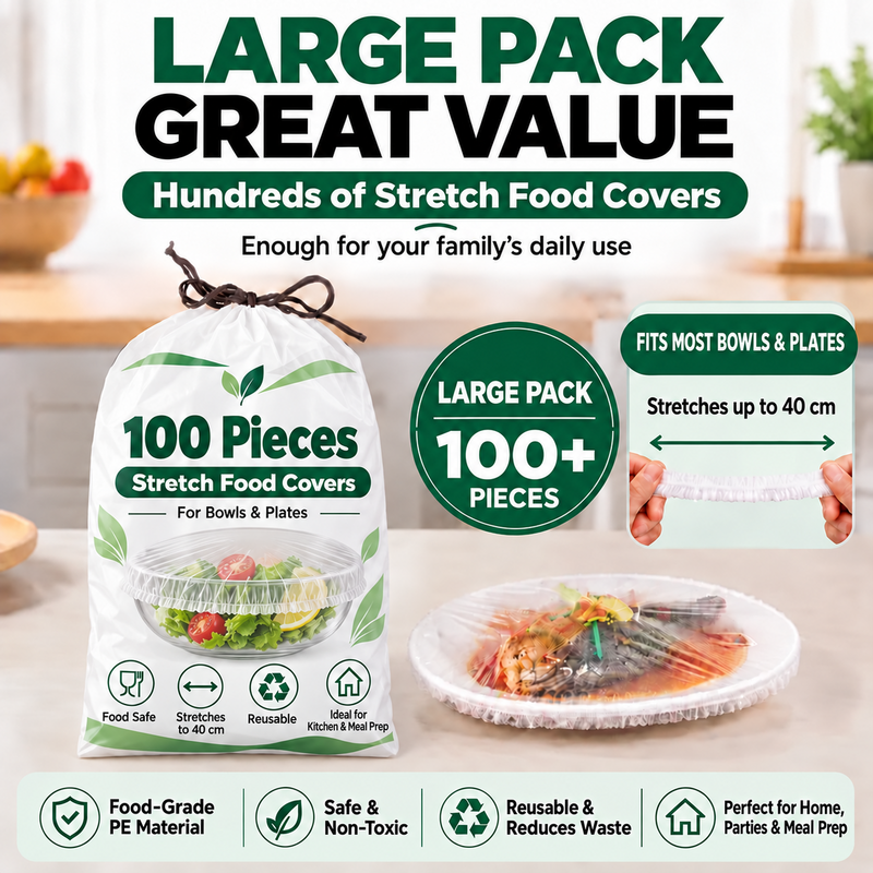 🔥100 PCS Disposable Stretch Food Covers for Bowls & Plates🔥