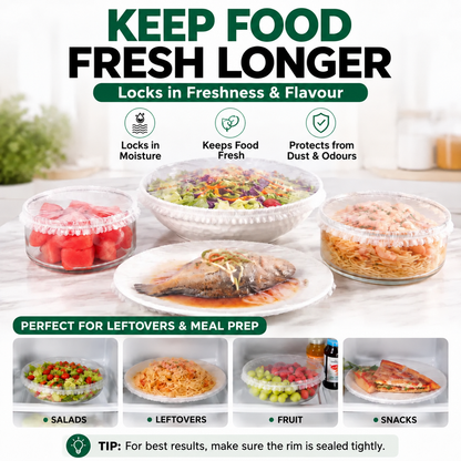🔥100 PCS Disposable Stretch Food Covers for Bowls & Plates🔥