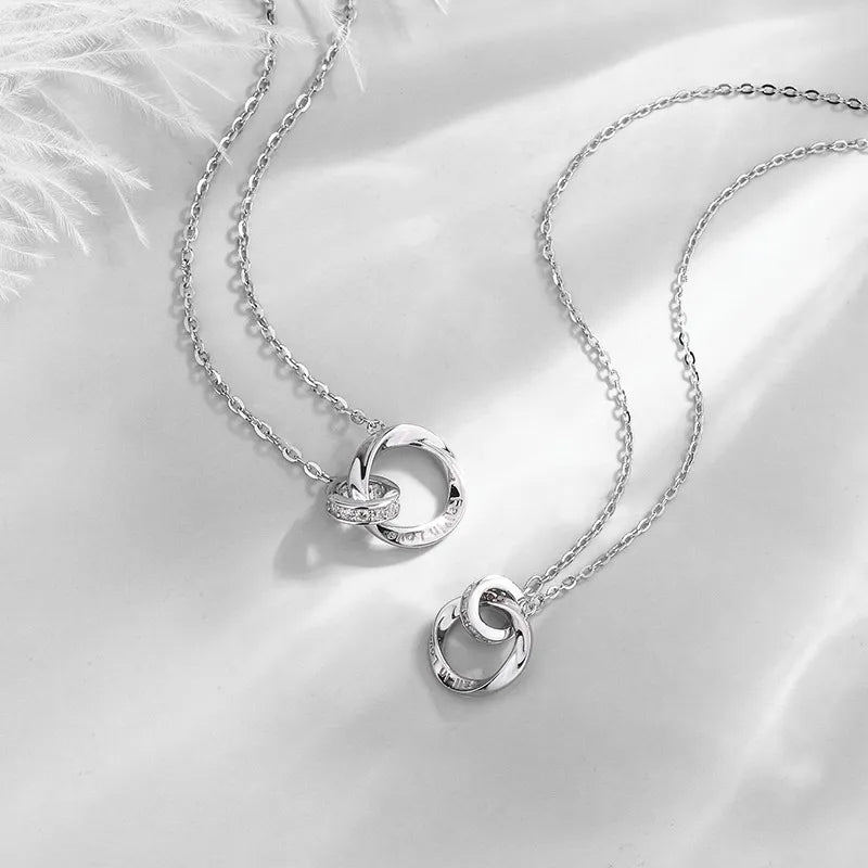 Ovalira® Mystic Nine Moissanite Circle Pendant Necklace – S999 Fine Silver