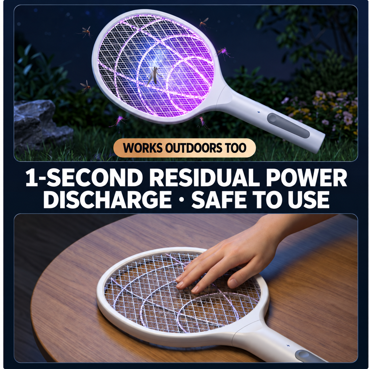 ⚡ 2-in-1 Rechargeable Electric Mosquito Swatter with UV Light & Charging Base