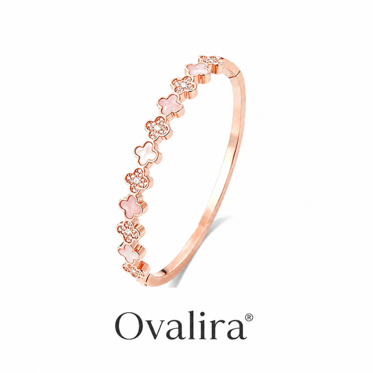 Ovalira® Four-Leaf Clover Crystal Bangle Bracelet