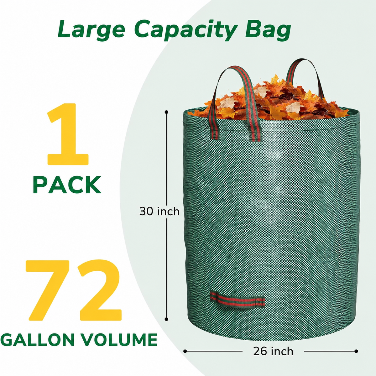 72-Gallon Reusable Garden Waste Bags – Heavy-Duty Self-Standing Yard Bags