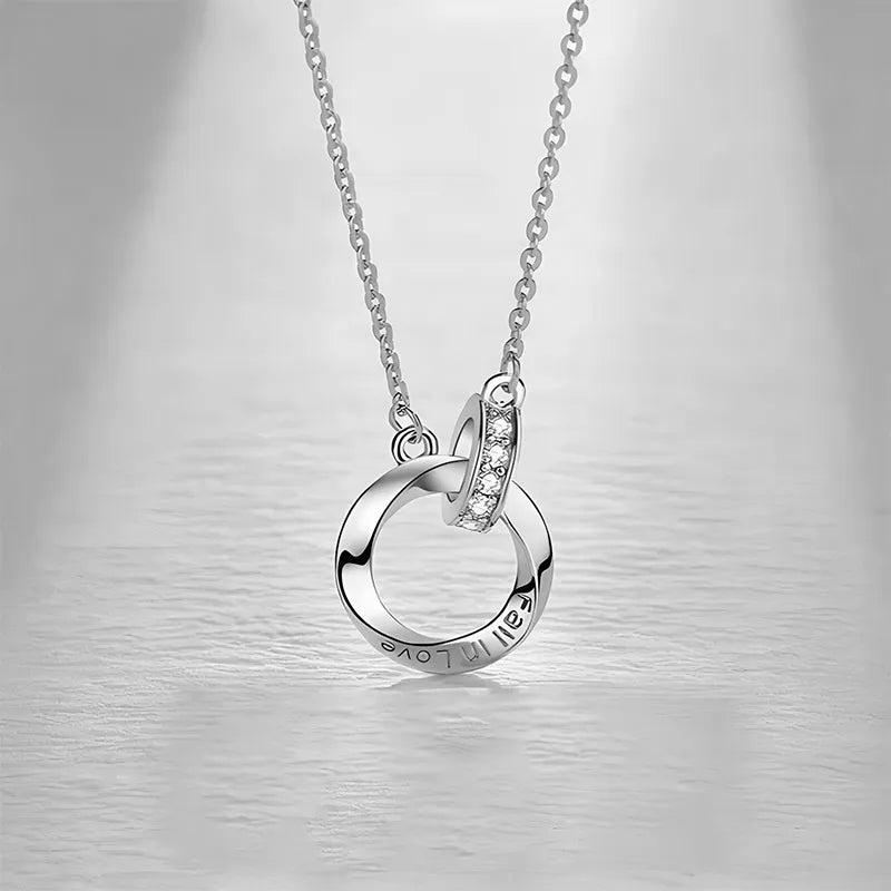 Ovalira® Mystic Nine Moissanite Circle Pendant Necklace – S999 Fine Silver