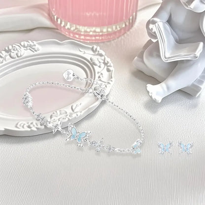 Ovalira® Luminous Butterfly Charm Bracelet – Delicate Silver-Tone Jewelry