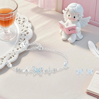 Ovalira® Luminous Butterfly Charm Bracelet – Delicate Silver-Tone Jewelry