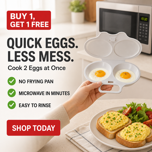⏳🔥LIMITED-TIME 50% OFF! ⏰Dual Cavity Microwave Egg Poacher – Quick oil‑free cooking, food‑grade PP & versatile. Perfect for busy mornings – healthy breakfast in minutes! ⚡🍳