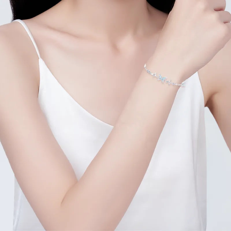 Ovalira® Luminous Butterfly Charm Bracelet – Delicate Silver-Tone Jewelry