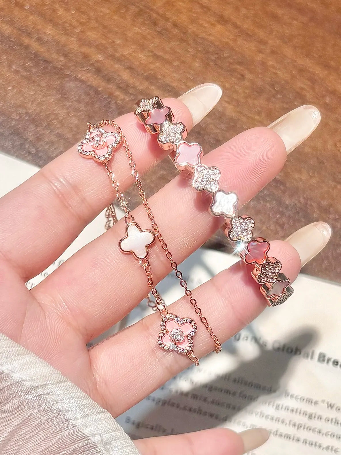 Ovalira® Four-Leaf Clover Crystal Bangle Bracelet