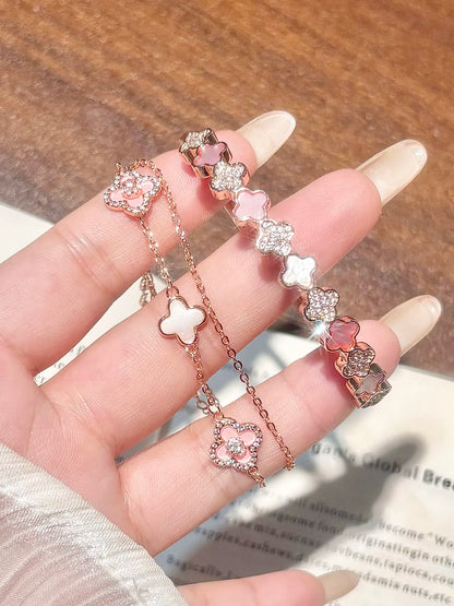 Ovalira® Four-Leaf Clover Crystal Bangle Bracelet