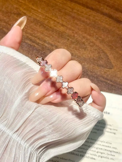 Ovalira® Four-Leaf Clover Crystal Bangle Bracelet