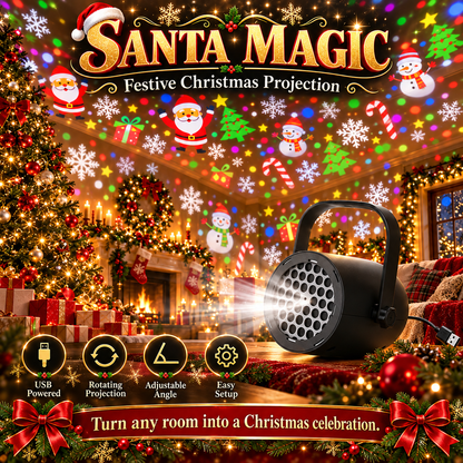 🎄 Christmas Pattern Projector Light – USB-Powered Rotating Holiday Projection Lamp