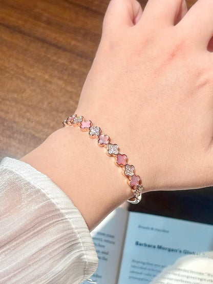 Ovalira® Four-Leaf Clover Crystal Bangle Bracelet