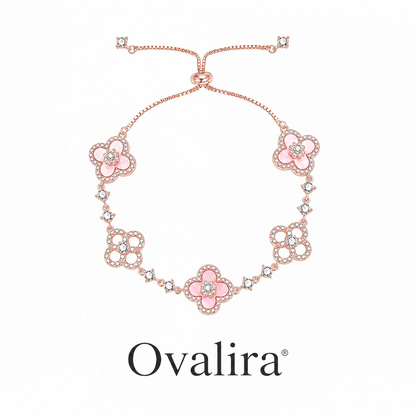 Ovalira® Lucky Clover Crystal Bracelet – Elegant 18K Gold-Tone Gift for Her