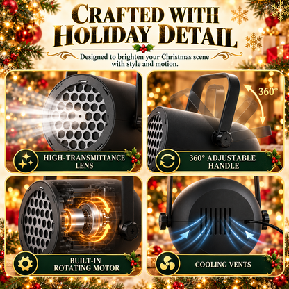 🎄 Christmas Pattern Projector Light – USB-Powered Rotating Holiday Projection Lamp