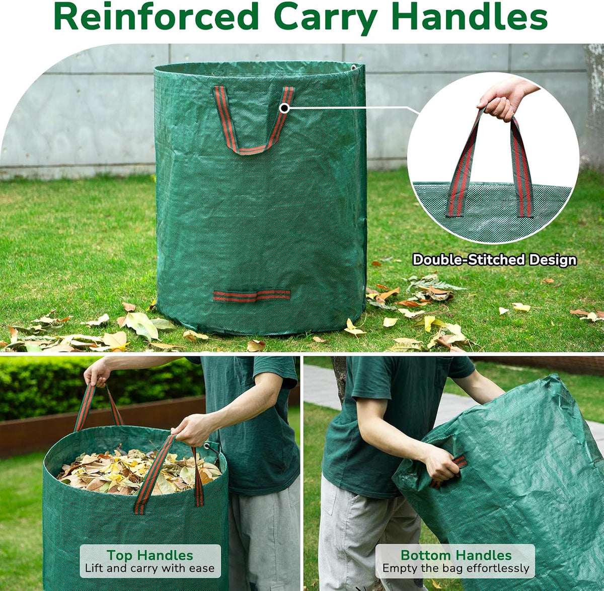 72-Gallon Reusable Garden Waste Bags – Heavy-Duty Self-Standing Yard Bags