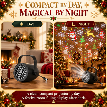 🎄 Christmas Pattern Projector Light – USB-Powered Rotating Holiday Projection Lamp
