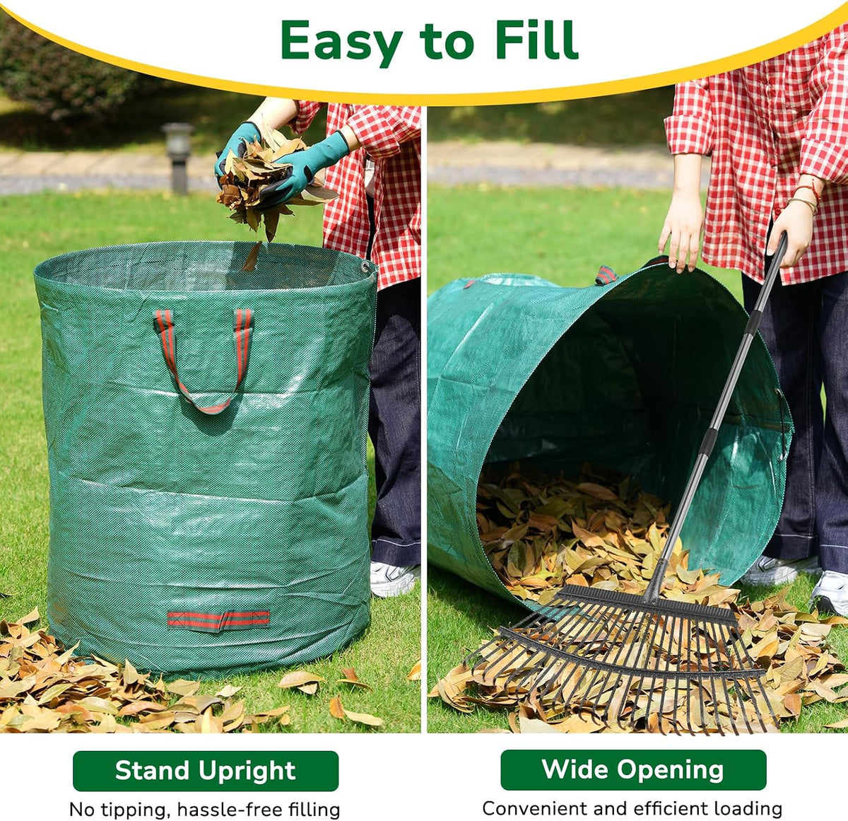 72-Gallon Reusable Garden Waste Bags – Heavy-Duty Self-Standing Yard Bags