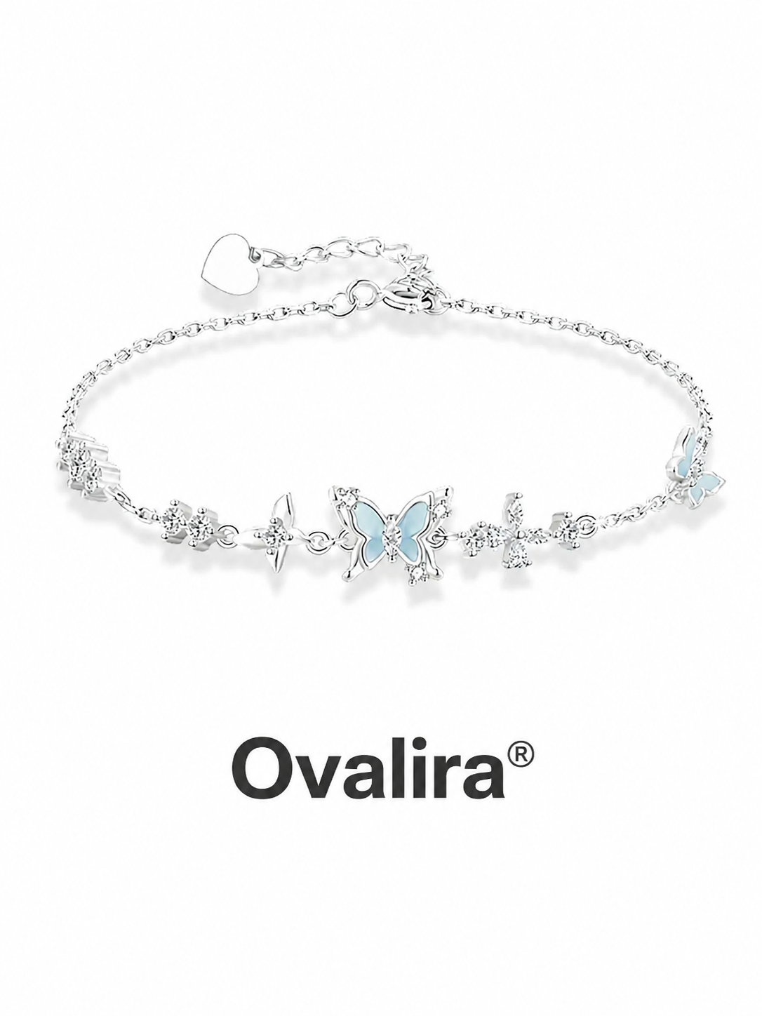 Ovalira® Luminous Butterfly Charm Bracelet – Delicate Silver-Tone Jewelry