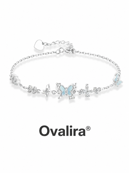 Ovalira® Luminous Butterfly Charm Bracelet – Delicate Silver-Tone Jewelry