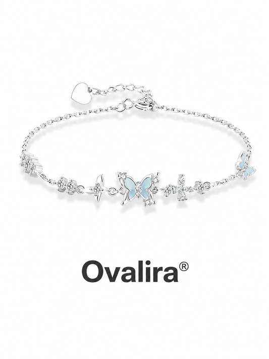 Ovalira® Luminous Butterfly Charm Bracelet – Delicate Silver-Tone Jewelry