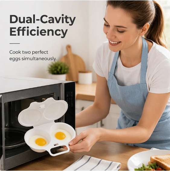 ⏳🔥LIMITED-TIME 50% OFF! ⏰Dual Cavity Microwave Egg Poacher – Quick oil‑free cooking, food‑grade PP & versatile. Perfect for busy mornings – healthy breakfast in minutes! ⚡🍳