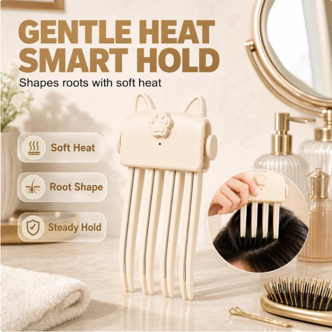 💇 Cordless Heated Root Volumizing Clip, Portable Travel Hair Styling Tool for Fine, Straight Hair