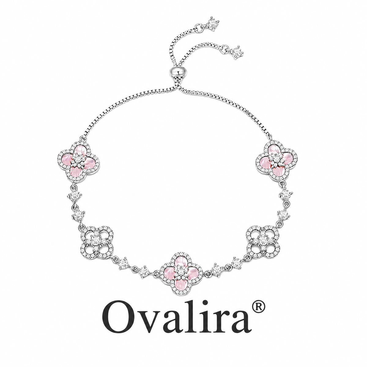 Ovalira® Lucky Clover Crystal Bracelet – Elegant 18K Gold-Tone Gift for Her