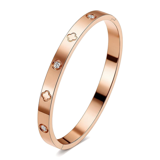 Ovalira® Four-Leaf Clover Crystal Bangle Bracelet