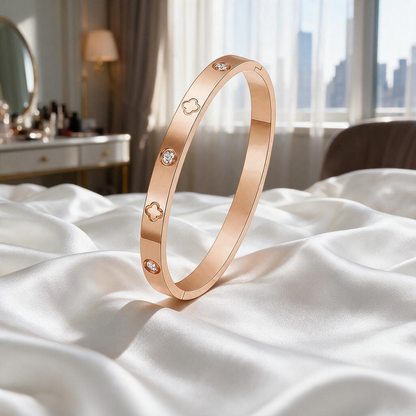 Ovalira® Four-Leaf Clover Crystal Bangle Bracelet