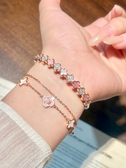 Ovalira® Four-Leaf Clover Crystal Bangle Bracelet