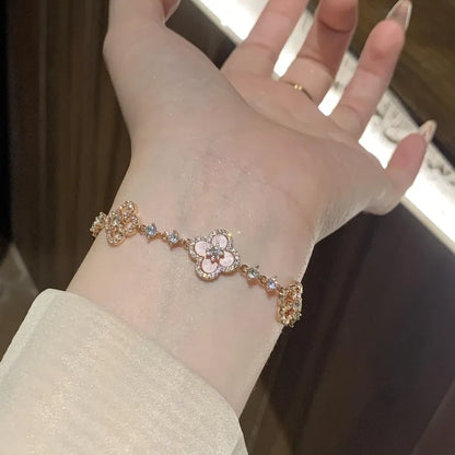 Ovalira® Lucky Clover Crystal Bracelet – Elegant 18K Gold-Tone Gift for Her