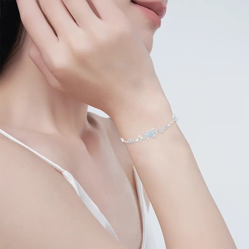Ovalira® Luminous Butterfly Charm Bracelet – Delicate Silver-Tone Jewelry